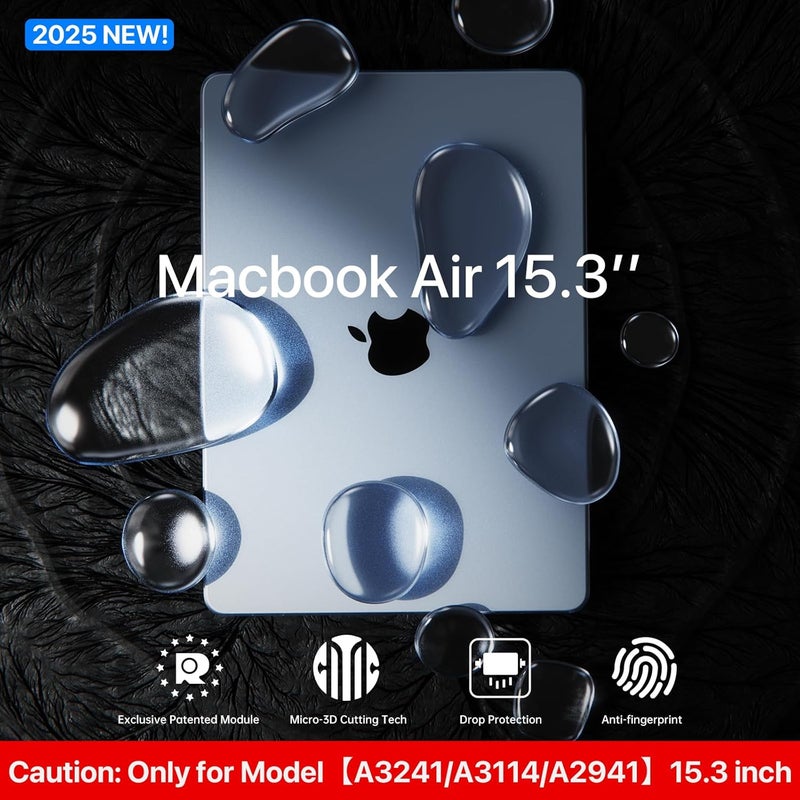 soonjet غطاء لجهاز MacBook Air مقاس 15 بوصة M4 M3 M2 2025 2024 2023 [أزرق سماوي رسمي] [مطابقة رسمية 100% للون] غطاء صلب واقي غير لامع لجهاز الكمبيوتر المحمول A3241 A3114 A2941 - أزرق سماوي شفاف - Image 2